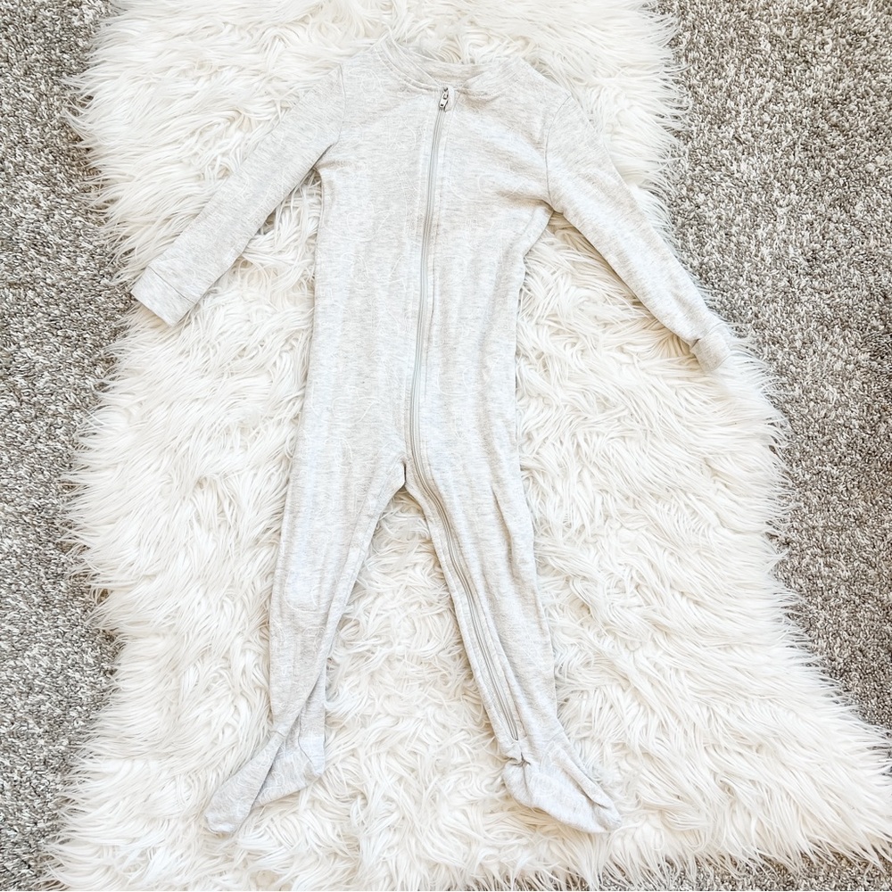 Dip | Gray Zoo Animal Outline Zip Footie Pajamas 18-24M